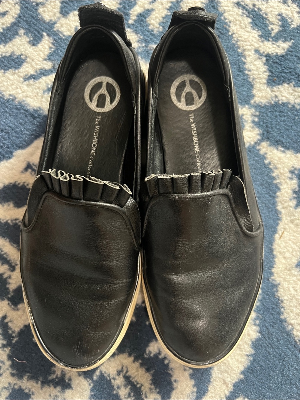 The Wishbone Collection Black Slip-On Ruffle-Trim Mules